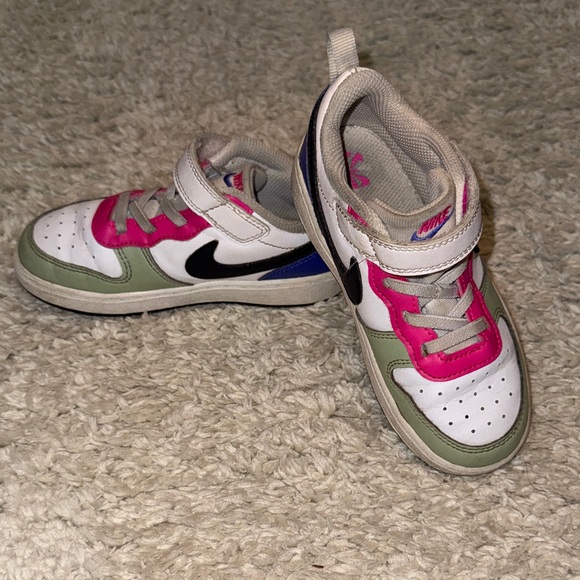 Nike Kids' White, Pink, Royal blue and Green Sneakers size 10c - Picture 1 of 6